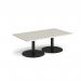Monza rectangular coffee table with flat round black bases 1400mm x 800mm - Light Grey MCR1400-K-LG