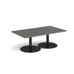Monza rectangular coffee table with flat round black bases 1400mm x 800mm - Onyx Grey MCR1400-K-OG