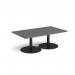 Monza rectangular coffee table with flat round black bases 1400mm x 800mm - Onyx Grey MCR1400-K-OG