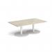 Monza rectangular coffee table with flat round white bases 1400mm x 800mm - made to order MCR1400-WH