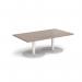 Monza rectangular coffee table with flat round white bases 1400mm x 800mm - barcelona walnut MCR1400-WH-BW