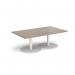 Monza rectangular coffee table with flat round white bases 1400mm x 800mm - barcelona walnut