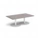 Monza rectangular coffee table with flat round white bases 1400mm x 800mm - grey oak MCR1400-WH-GO