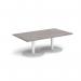 Monza rectangular coffee table with flat round white bases 1400mm x 800mm - grey oak