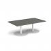 Monza rectangular coffee table with flat round white bases 1400mm x 800mm - Onyx Grey MCR1400-WH-OG