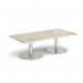 Monza rectangular coffee table with flat round brushed steel bases 1600mm x 800mm - made to order MCR1600-BS