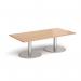 Monza rectangular coffee table with flat round brushed steel bases 1600mm x 800mm - made to order