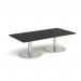 Monza rectangular coffee table with flat round brushed steel bases 1600mm x 800mm - Black MCR1600-BS-BK