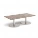 Monza rectangular coffee table with flat round brushed steel bases 1600mm x 800mm - barcelona walnut MCR1600-BS-BW