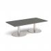 Monza rectangular coffee table with flat round brushed steel bases 1600mm x 800mm - Onyx Grey MCR1600-BS-OG