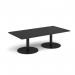 Monza rectangular coffee table with flat round black bases 1600mm x 800mm - Black MCR1600-K-BK
