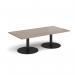 Monza rectangular coffee table with flat round black bases 1600mm x 800mm - barcelona walnut