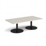 Monza rectangular coffee table with flat round black bases 1600mm x 800mm - Light Grey MCR1600-K-LG
