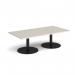 Monza rectangular coffee table with flat round black bases 1600mm x 800mm - Light Grey MCR1600-K-LG
