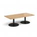 Monza rectangular coffee table with flat round black bases 1600mm x 800mm - oak MCR1600-K-O