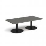 Monza rectangular coffee table with flat round black bases 1600mm x 800mm - Onyx Grey MCR1600-K-OG