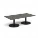 Monza rectangular coffee table with flat round black bases 1600mm x 800mm - Onyx Grey MCR1600-K-OG