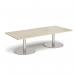 Monza rectangular coffee table with flat round brushed steel bases 1800mm x 800mm - made to order MCR1800-BS