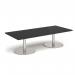 Monza rectangular coffee table with flat round brushed steel bases 1800mm x 800mm - Black MCR1800-BS-BK