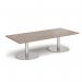 Monza rectangular coffee table with flat round brushed steel bases 1800mm x 800mm - barcelona walnut MCR1800-BS-BW