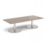 Monza rectangular coffee table with flat round brushed steel bases 1800mm x 800mm - barcelona walnut MCR1800-BS-BW