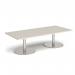 Monza rectangular coffee table with flat round brushed steel bases 1800mm x 800mm - Light Grey MCR1800-BS-LG