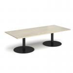 Monza rectangular coffee table with flat round black bases 1800mm x 800mm - made to order MCR1800-K
