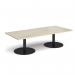Monza rectangular coffee table with flat round black bases 1800mm x 800mm - made to order MCR1800-K
