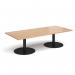 Monza rectangular coffee table with flat round black bases 1800mm x 800mm - made to order
