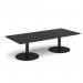 Monza rectangular coffee table with flat round black bases 1800mm x 800mm - Black MCR1800-K-BK