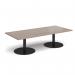 Monza rectangular coffee table with flat round black bases 1800mm x 800mm - barcelona walnut MCR1800-K-BW