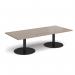 Monza rectangular coffee table with flat round black bases 1800mm x 800mm - barcelona walnut