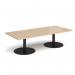 Monza rectangular coffee table with flat round black bases 1800mm x 800mm - kendal oak MCR1800-K-KO