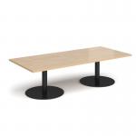 Monza rectangular coffee table with flat round black bases 1800mm x 800mm - kendal oak MCR1800-K-KO