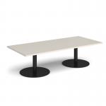 Monza rectangular coffee table with flat round black bases 1800mm x 800mm - Light Grey MCR1800-K-LG