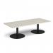 Monza rectangular coffee table with flat round black bases 1800mm x 800mm - Light Grey MCR1800-K-LG