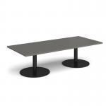Monza rectangular coffee table with flat round black bases 1800mm x 800mm - Onyx Grey MCR1800-K-OG