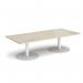Monza rectangular coffee table with flat round white bases 1800mm x 800mm - made to order MCR1800-WH
