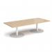 Monza rectangular coffee table with flat round white bases 1800mm x 800mm - kendal oak