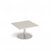 Monza square coffee table with flat round brushed steel base 800mm - Light Grey MCS800-BS-LG