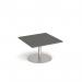Monza square coffee table with flat round brushed steel base 800mm - Onyx Grey MCS800-BS-OG