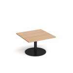 Monza square coffee table with flat round black base 800mm - beech MCS800-K-B