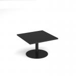 Monza square coffee table with flat round black base 800mm - Black MCS800-K-BK