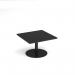 Monza square coffee table with flat round black base 800mm - Black MCS800-K-BK