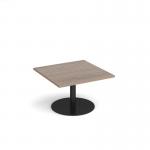 Monza square coffee table with flat round black base 800mm - barcelona walnut MCS800-K-BW