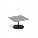 Monza square coffee table with flat round black base 800mm - grey oak MCS800-K-GO