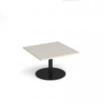 Monza square coffee table with flat round black base 800mm - Light Grey MCS800-K-LG
