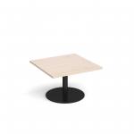 Monza square coffee table with flat round black base 800mm - maple MCS800-K-M