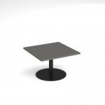 Monza square coffee table with flat round black base 800mm - Onyx Grey MCS800-K-OG