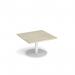 Monza square coffee table with flat round white base 800mm - made to order MCS800-WH